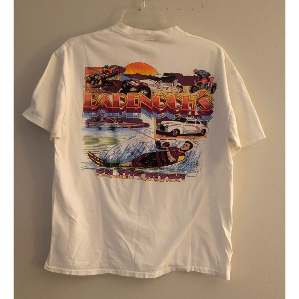 '94 Badenoch’s On The River Parker Arizona Mens L White TShirt VTG single Stitch
